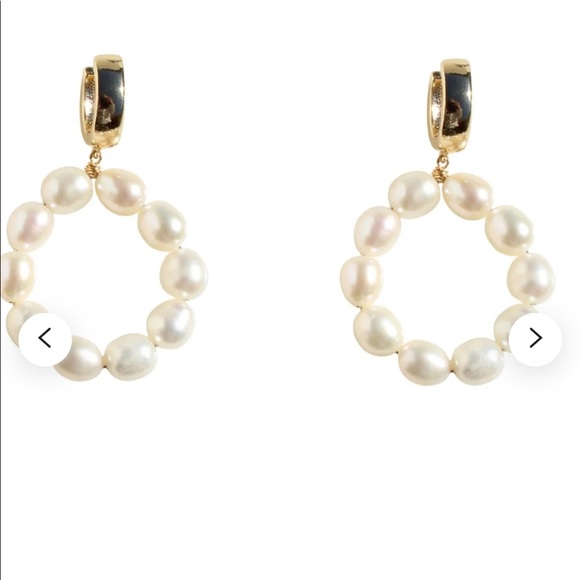 Pearl Hoop Earrings - Picture 7 of 9